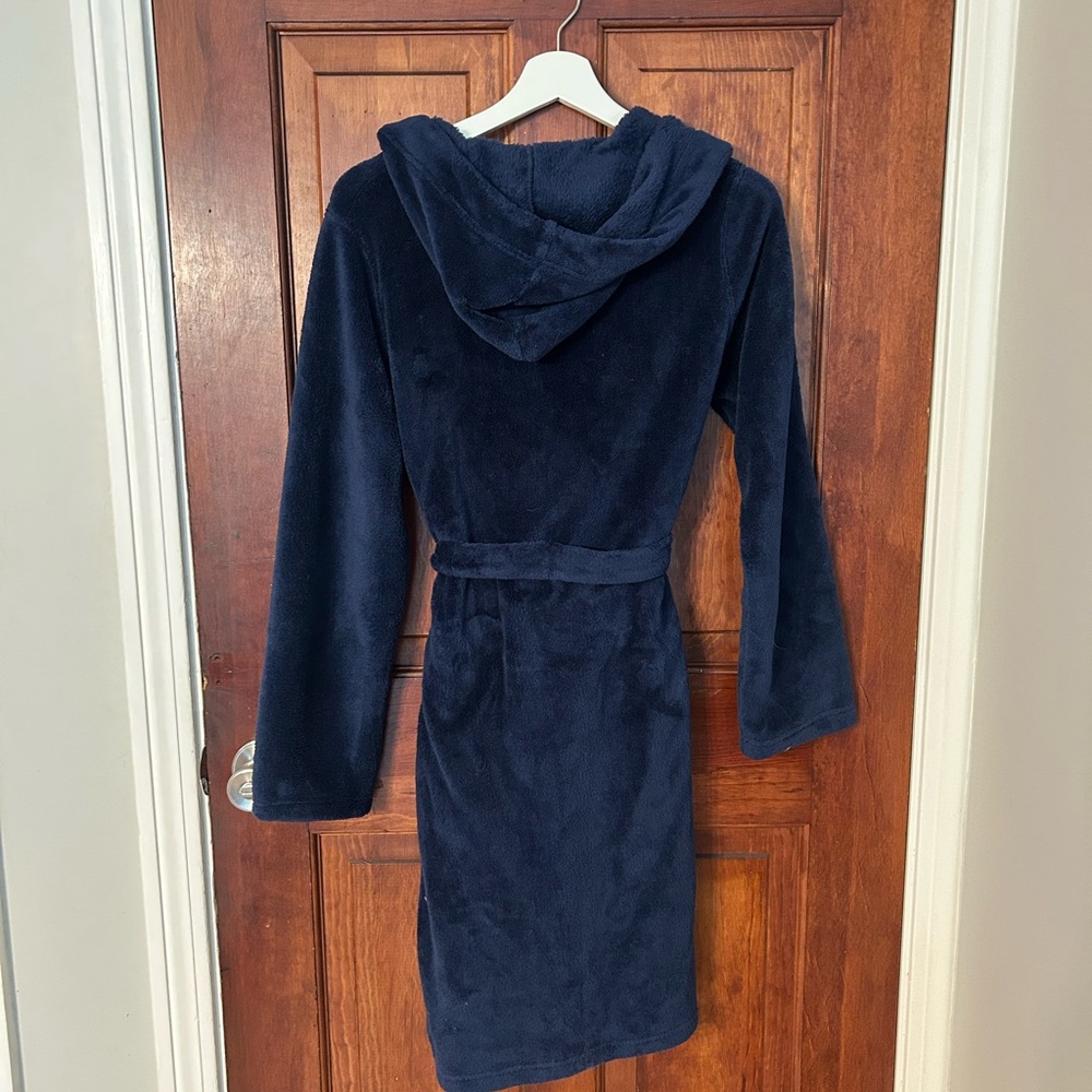 Lands' End Deep Blue Fleece Robe - Picture 4 of 4